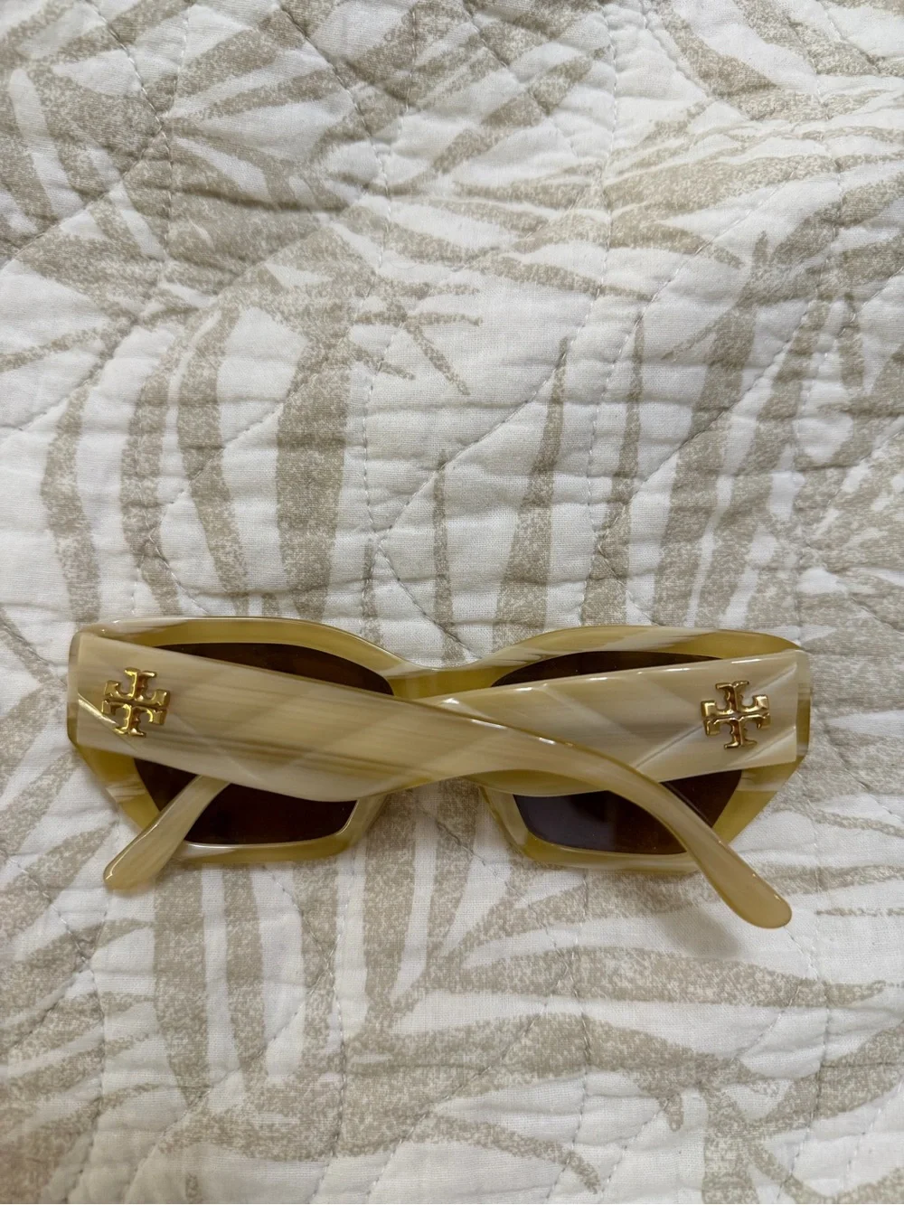 Tory Burch Cream Frame Sunglasses with Brown Lenses